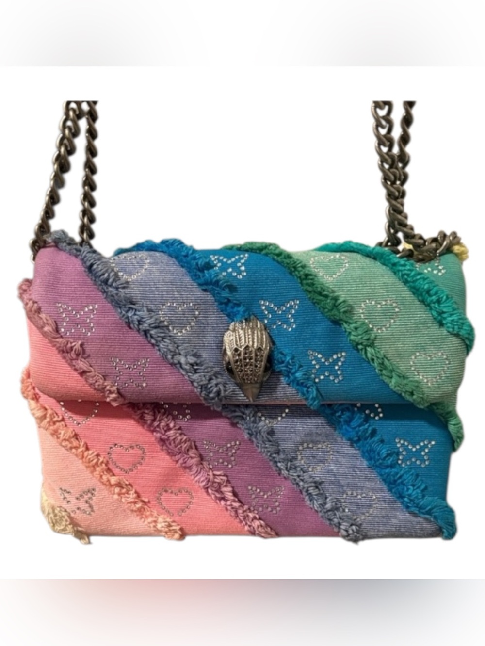 Kurt Geiger Rainbow denim Kennington Crossbody Bag